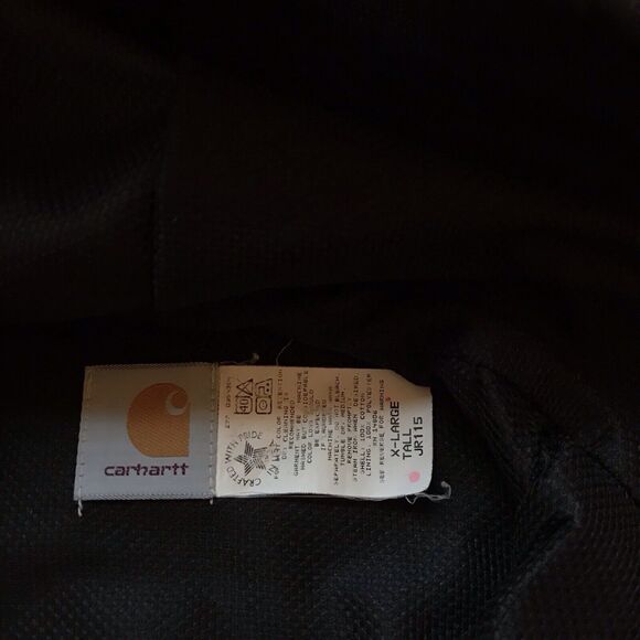 VTG Carhartt Jacket (JR115) -Mens X Large Tall Black Faded Canvas Hooded Work90s - Picture 10 of 11